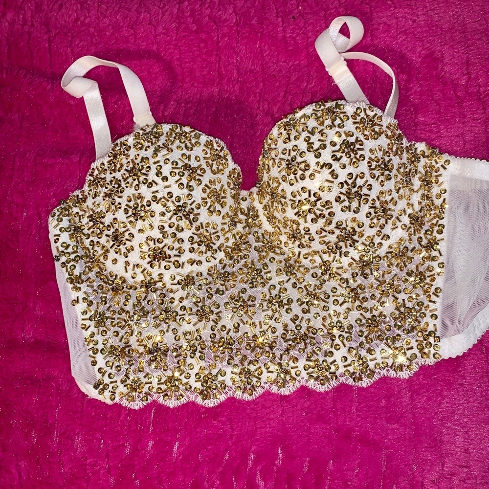 Bebe gold sequin corset top